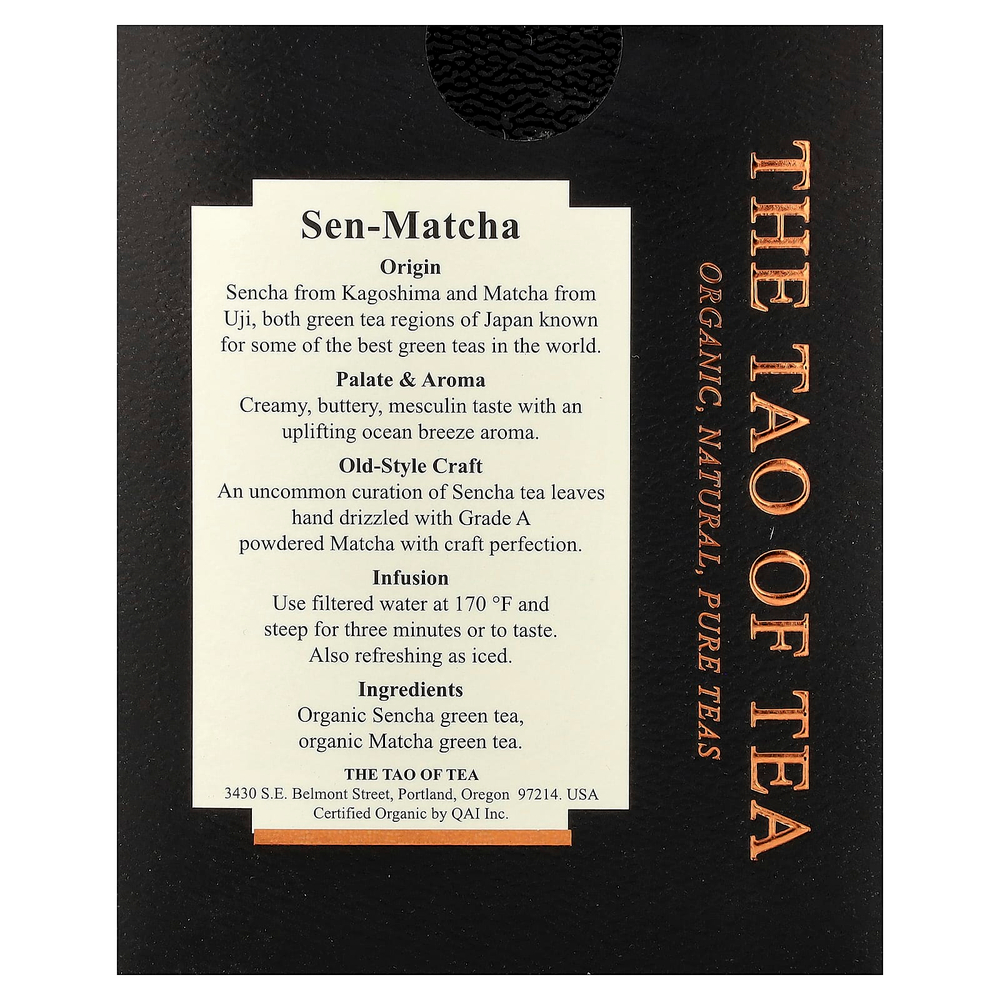 The Tao of Tea, органический зеленый чай, сен-матча, 15 растительных саше, 37,5 г (1,32 унции)