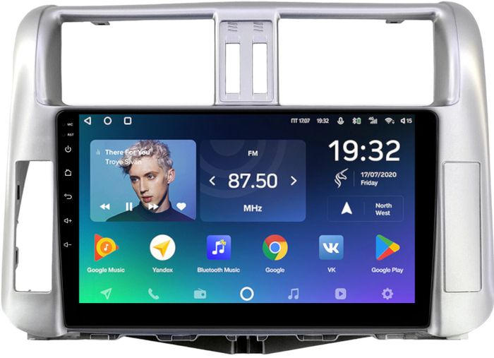 Магнитола для Toyota Land Cruiser Prado 150 2009-2013 (рамка серебро) - Teyes CC2 PLUS монитор 9" QLED, Android 10, Быстрая, SIM-слот