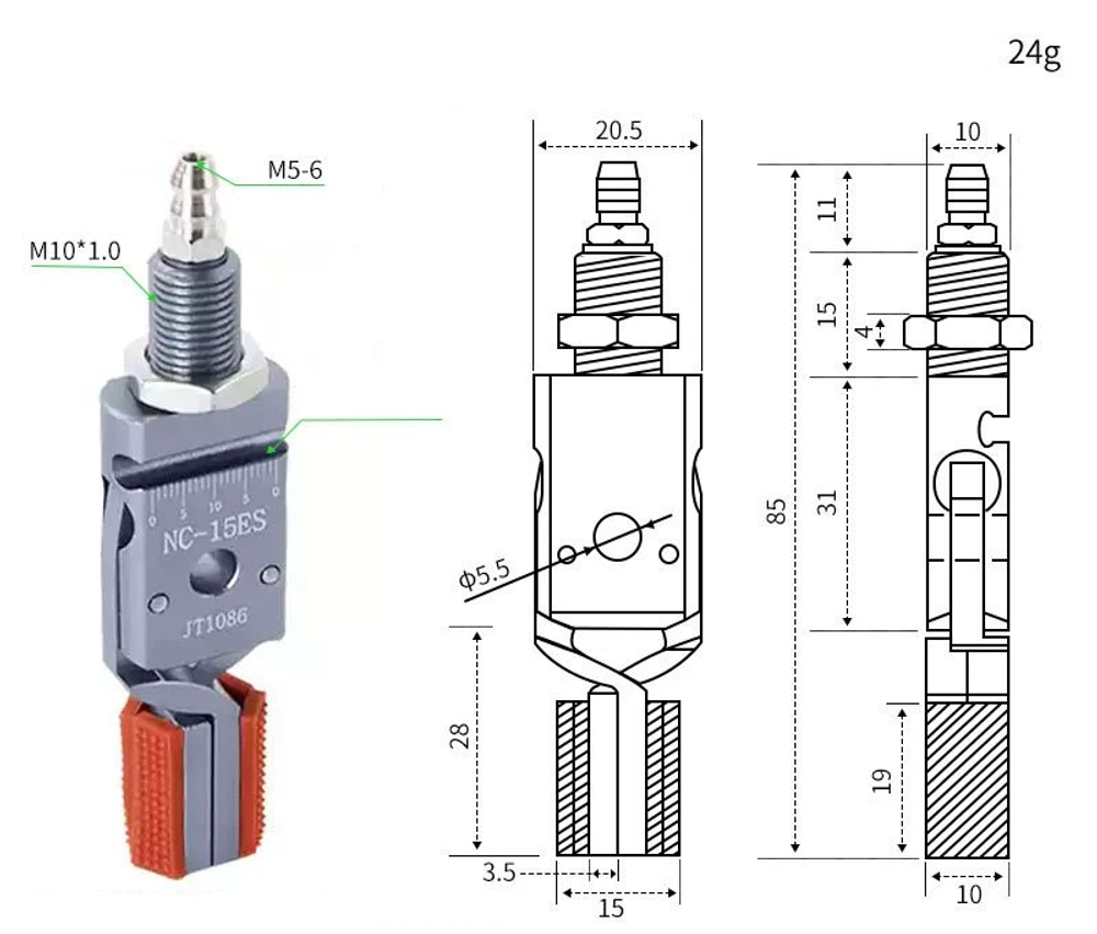 Mini-nc-15es [internal support range: 15-30mm] external teeth come with sensor line
