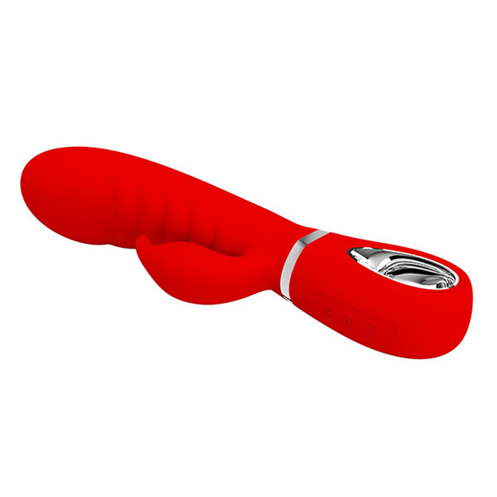 Красный вибратор-кролик с ребрышками 20см Pretty Love Prescott BI-014635-2