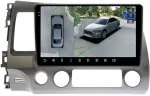 Магнитола для Honda Civic 8 4d 2005-2012 (левый руль, рамка 10) - FarCar BX044M-360 монитор 10.36" 2K QLED на Android 13, Быстрая, CarPlay, 4G SIM-слот, 4 камеры в комплекте