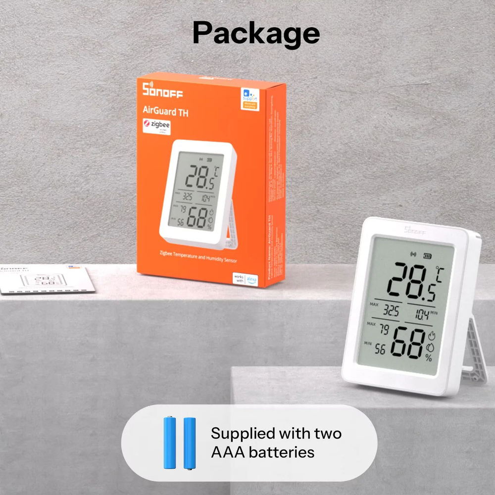 Zigbee Датчик температуры и влажности SONOFF AirGuard TH 3.6 LCD SNZB-02DR2