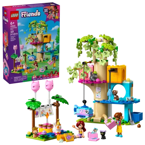 Конструктор LEGO Friends 42666 Вечеринка по случаю дня рождения кошки и домик на дереве