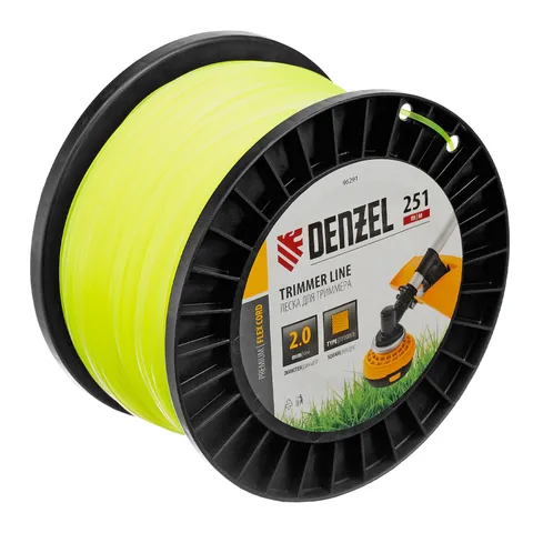 Леска для триммера квадрат, 2,0мм х 251м, на DIN катушке FLEX CORD Denzel