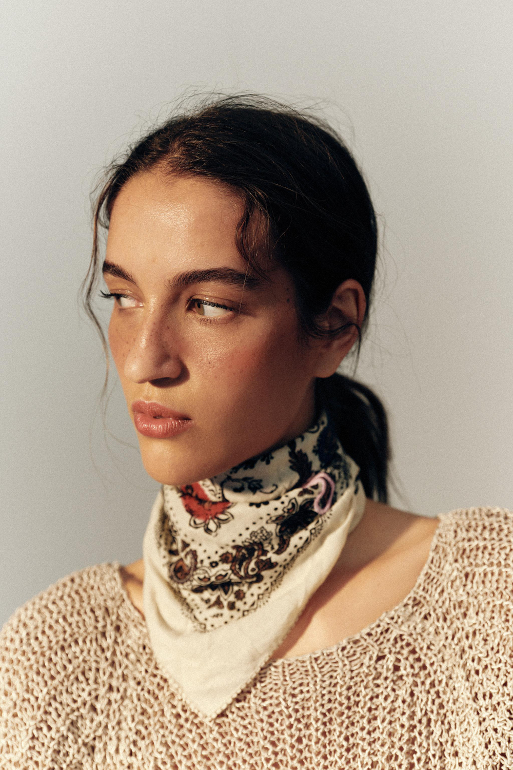 ZARA БАНДАНА С ПРИНТОМ, ЭКРЮ