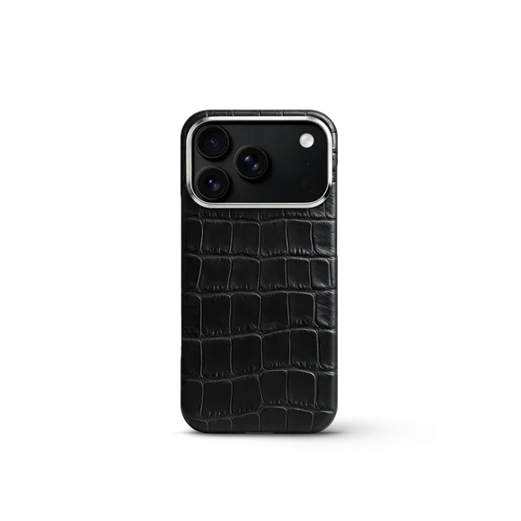 Чехол для iPhone 18 - Натуральная кожа аллигатора - Чёрный