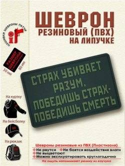 Шеврон на липучке Страх убивает разум