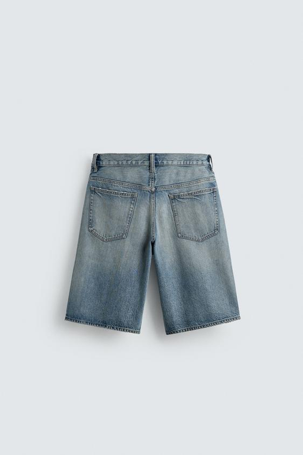 ZARA ДЖИНСОВЫЕ ШОРТЫ BAGGY FIT, ВЫЦВЕТШИЙ СИНИЙ