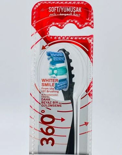 Зубная щетка 360 Advanced Optical White, Мягкая отбеливающая, черная ручка, 1 шт. (Нидерланды)