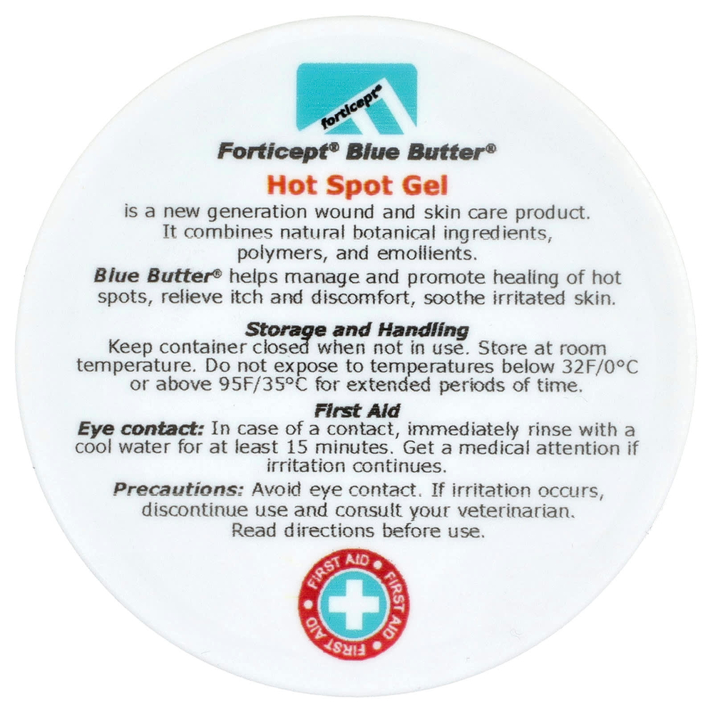 Forticept, Blue Butter®, успокаивающий гель для пятен, для собак и кошек, 114 г (4 унции)