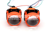 Билед модули M01, 2.5 дюйма, 12v, 5500К, с подсветкой красного цвета Devil Eyes, гаечное крепление (комплект, 2шт)