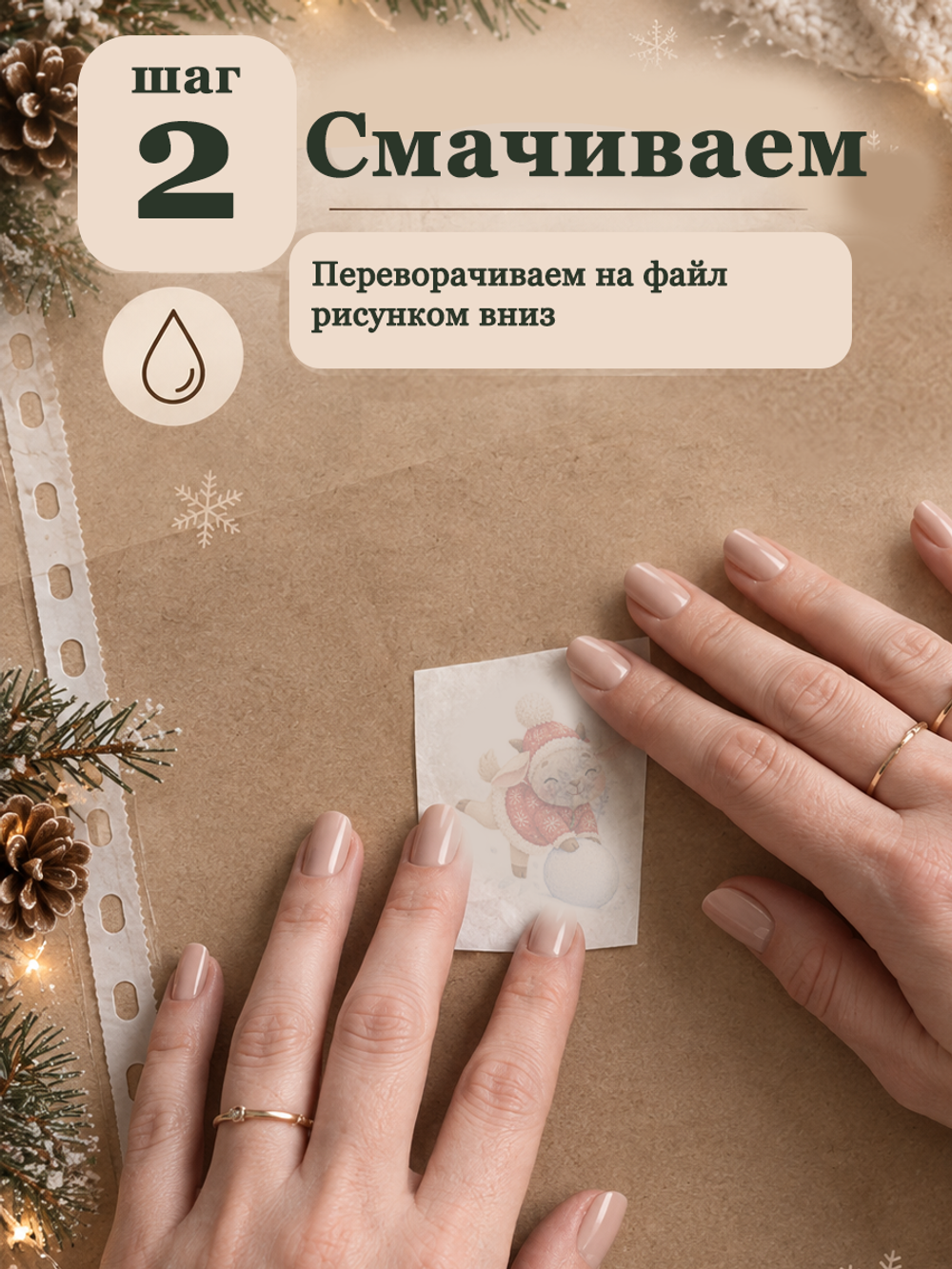 Трансфер, декали для свечей и гипса "Год козы" 002 (А4) для декупажа