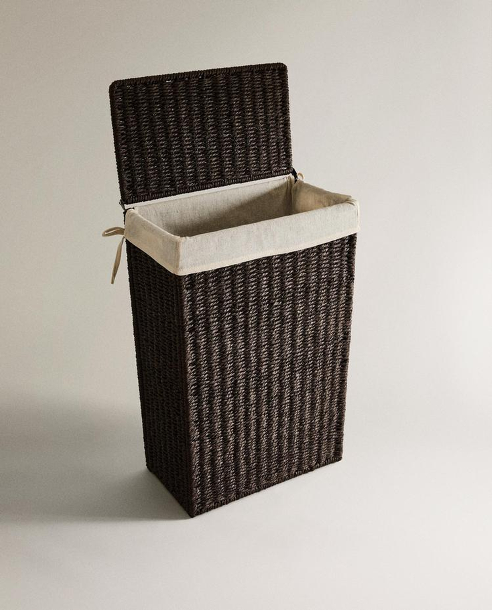 ZARA HOME КОРЗИНА ДЛЯ БЕЛЬЯ, С ПОДКЛАДКОЙ ИЗ ТКАНИ, КОРИЧНЕВЫЙ