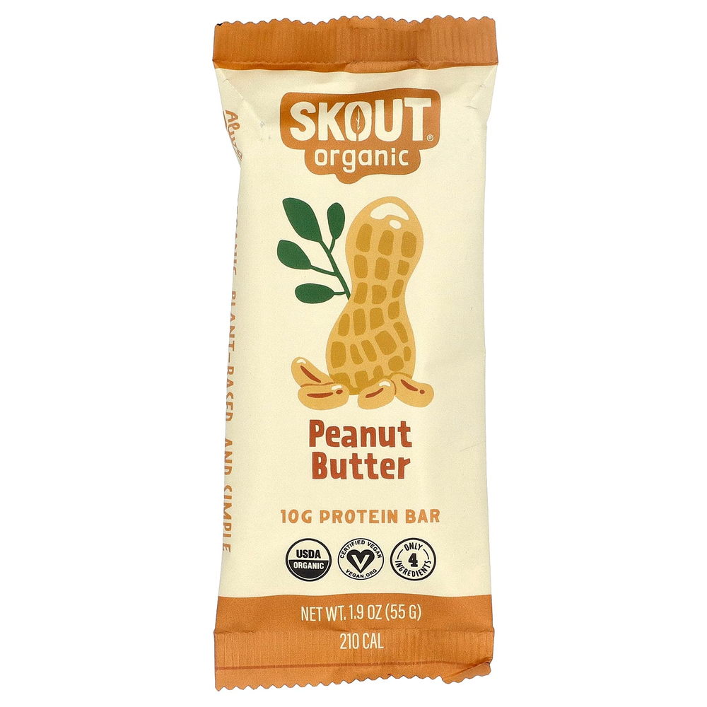 Skout Organic, протеиновый батончик, арахисовая паста, 12 батончиков по 55 г (1,9 унции)