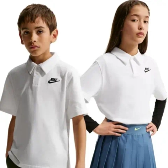 Футболка для мальчика теннисная Nike Kids Sportswear Club Knit Short Sleeve - white/black