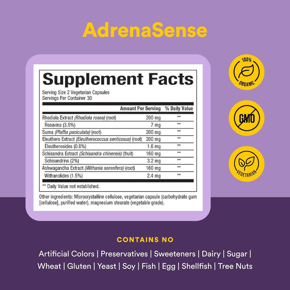 Natural Factors, Womensense®, AdrenaSense®, формула для поддержки надпочечников, 60 вегетарианских капсул