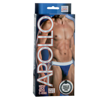 Мужские трусы-джоки Apollo Mesh Jock with C-Ring с эрекционным кольцом (Размер: M-L) (Цвет: синий)