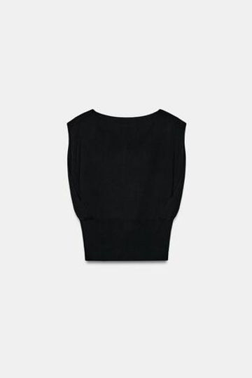 ZARA ТОП С ПРИТАЛЕННОЙ ТАЛИЕЙ, ЧЕРНЫЙ