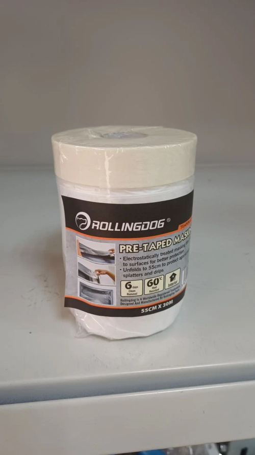 Укрывное полотно на малярной ленте Rollingdog 8мкм, 55см*30м,арт 80046