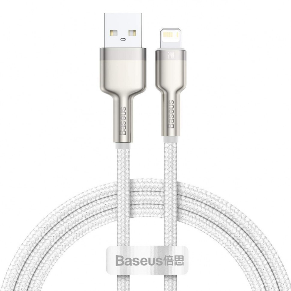 Usb Кабель-зарядка Lightning Baseus Cafule Metal 2.4A 2м (CALJK-B02) белый