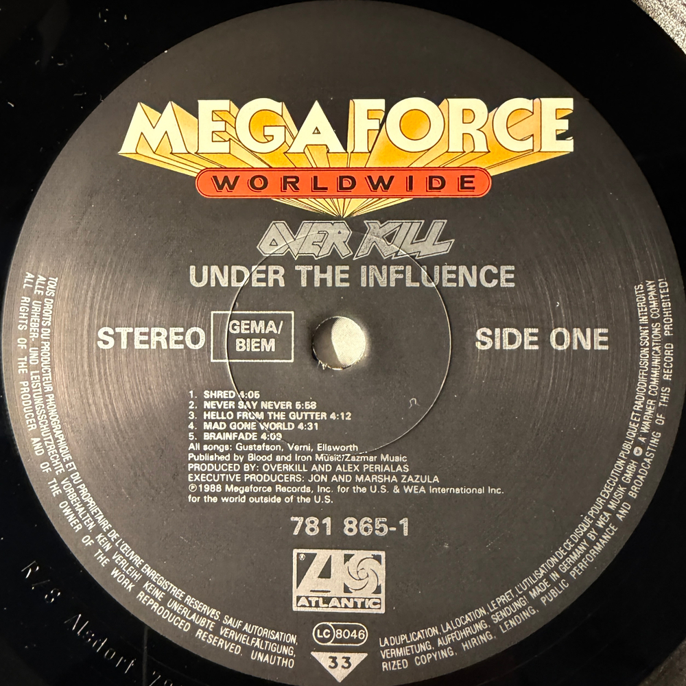 Overkill ‎– Under The Influence (Германия 1988г.)