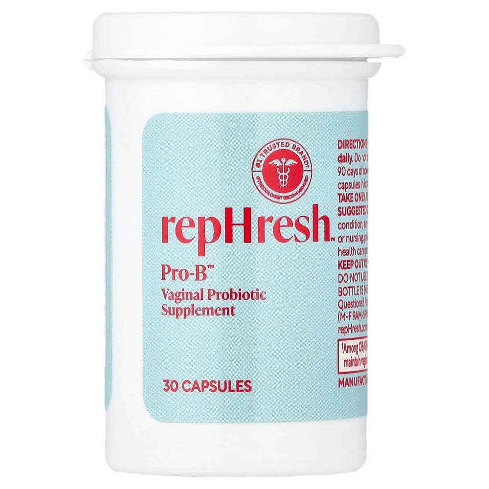 Rephresh, Pro-B™, вагинальная добавка с пробиотиком, 5 млрд КОЕ, 30 капсул