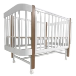 Кровать детская Indigo Italiano Baby продольный маятник на колесах белый-натуральный