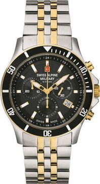 С браслетом Мужские наручные часы с серебряным браслетом Swiss Alpine Military 7022.9147 chronograph 42mm 10ATM