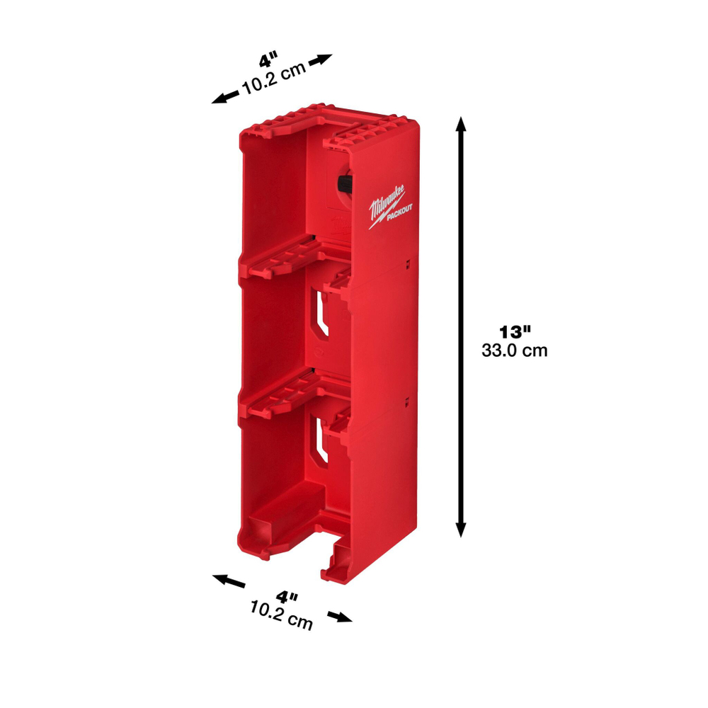 Держатель для 4 аккумуляторов Milwaukee Packout M18, 33 см, настенное крепление, универсальное