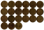Набор 5 копеек СССР 1961,62,74, 75, 76,77,78,79,80,81,82,83,84,85,86,87,88,89,90,91М,91Л гг. (21 монета) VF.