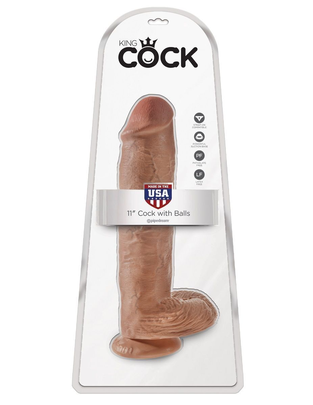 Фаллоимитатор-мулат на присоске 11 Cock with Balls - 28 см. (Цвет: кофейный)