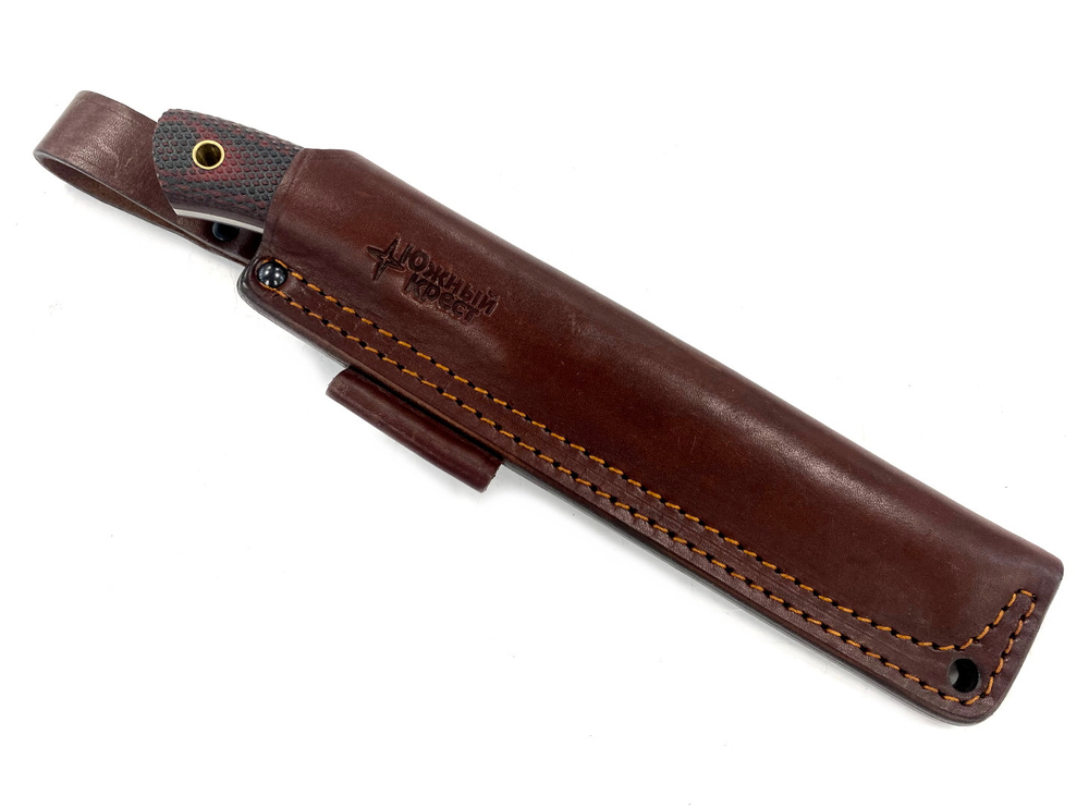 Нож Praiter, N690 конв., микарта красно-черная, 246.2154