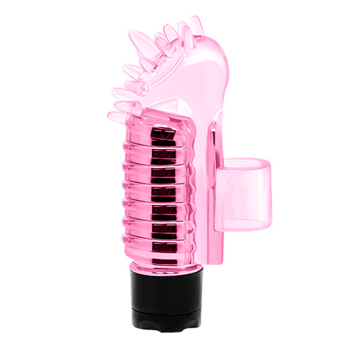 Розовый вибростимулятор 7,6см с шипиками на палец Baile Finger Vibrator BI-010148