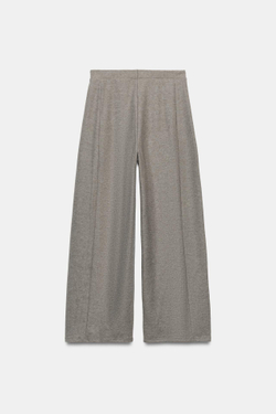 ZARA ОБЪЕМНЫЕ БРЮКИ ИЗ МЯГКОЙ ТКАНИ, СЕРО-КОРИЧНЕВЫЙ МЕЛАНЖ
