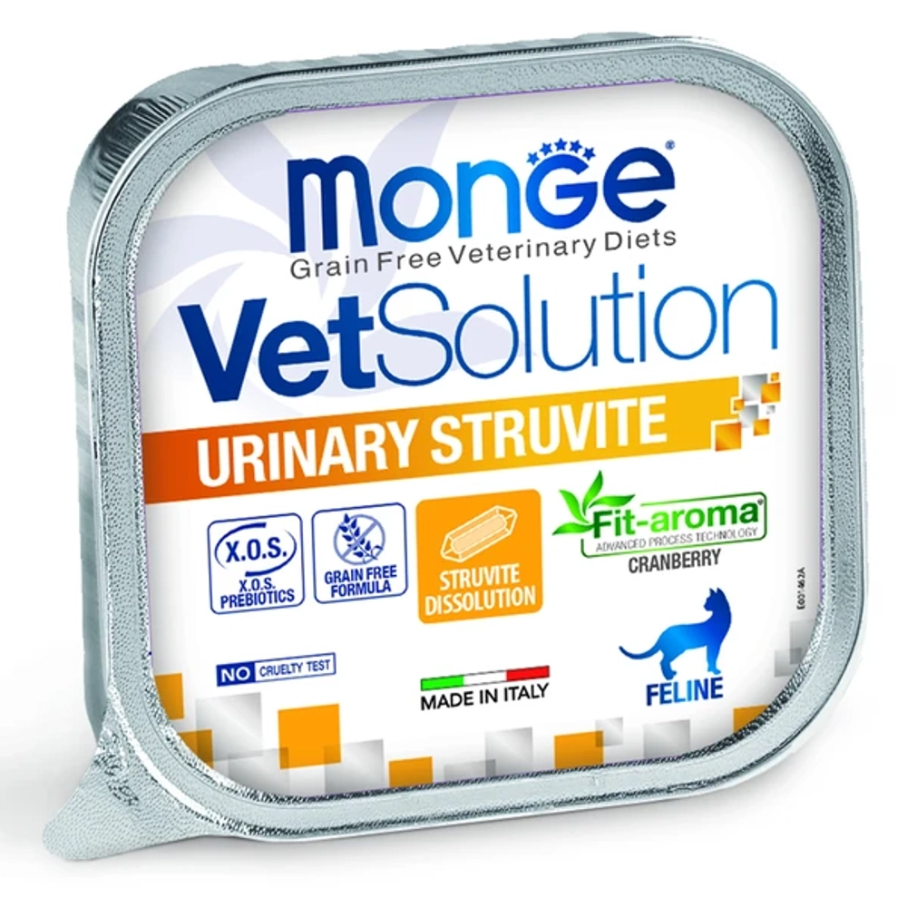 Влажный корм диетический Monge VetSolution Cat Urinary Struvite Уринари Струвит для кошек при заболеваниях мочеполовой системы и струвитном течении МКБ 100г - 24 шт