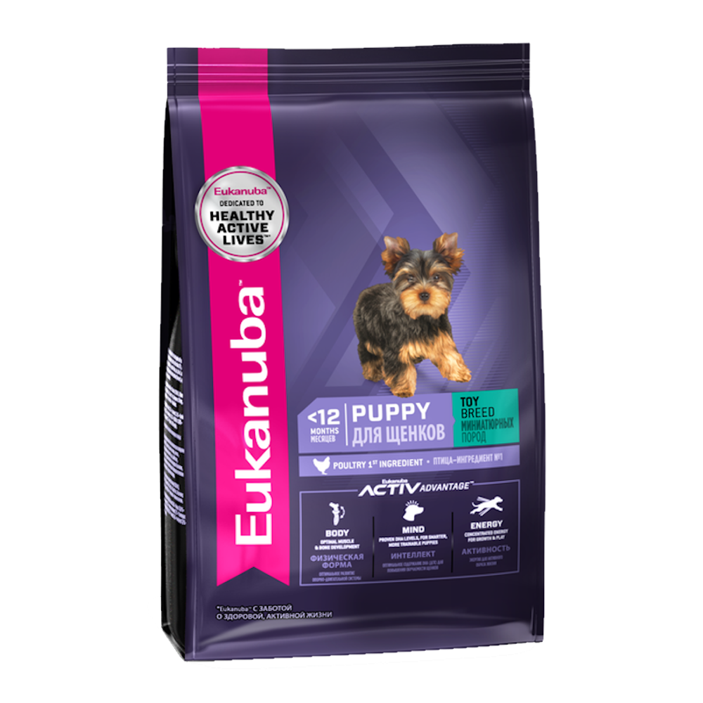 Сухой корм Eukanuba Puppy Toy Breed ˂12 Months для щенков миниатюрных пород с птицей