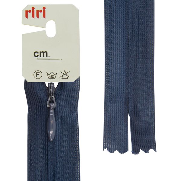 Молния потайная (скрытая) RIRI Т3 (3 мм) 1 зам., н/раз., 22 см, цв.2626, кобальт синий, 10 шт