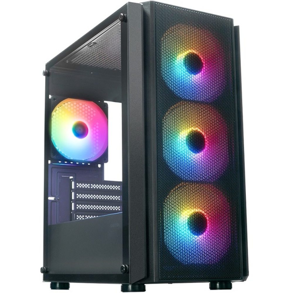 Корпус Mini-Tower XASTRA A402M 4FRGB, Micro-ATX, черный (A402M-4FC12F-BK)