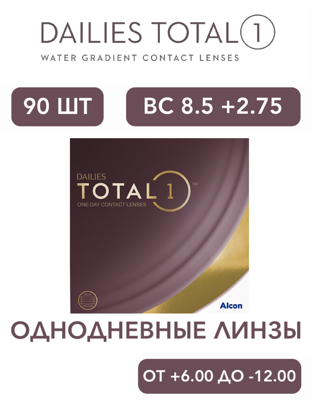 Однодневные контактные линзы Dailies Total 1 (уп. 90 линз)
