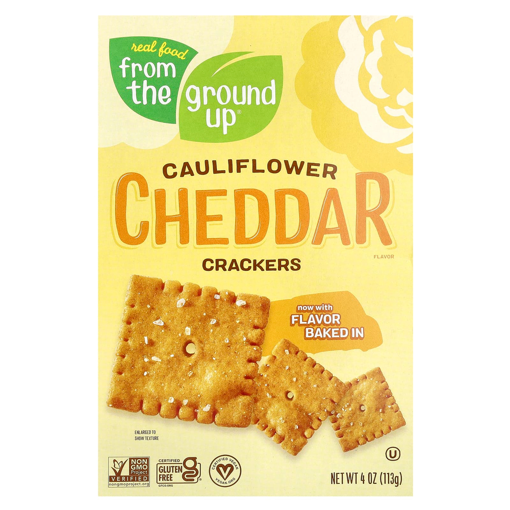 From The Ground Up, крекеры из цветной капусты, со вкусом чеддера, 113 г (4 унции)