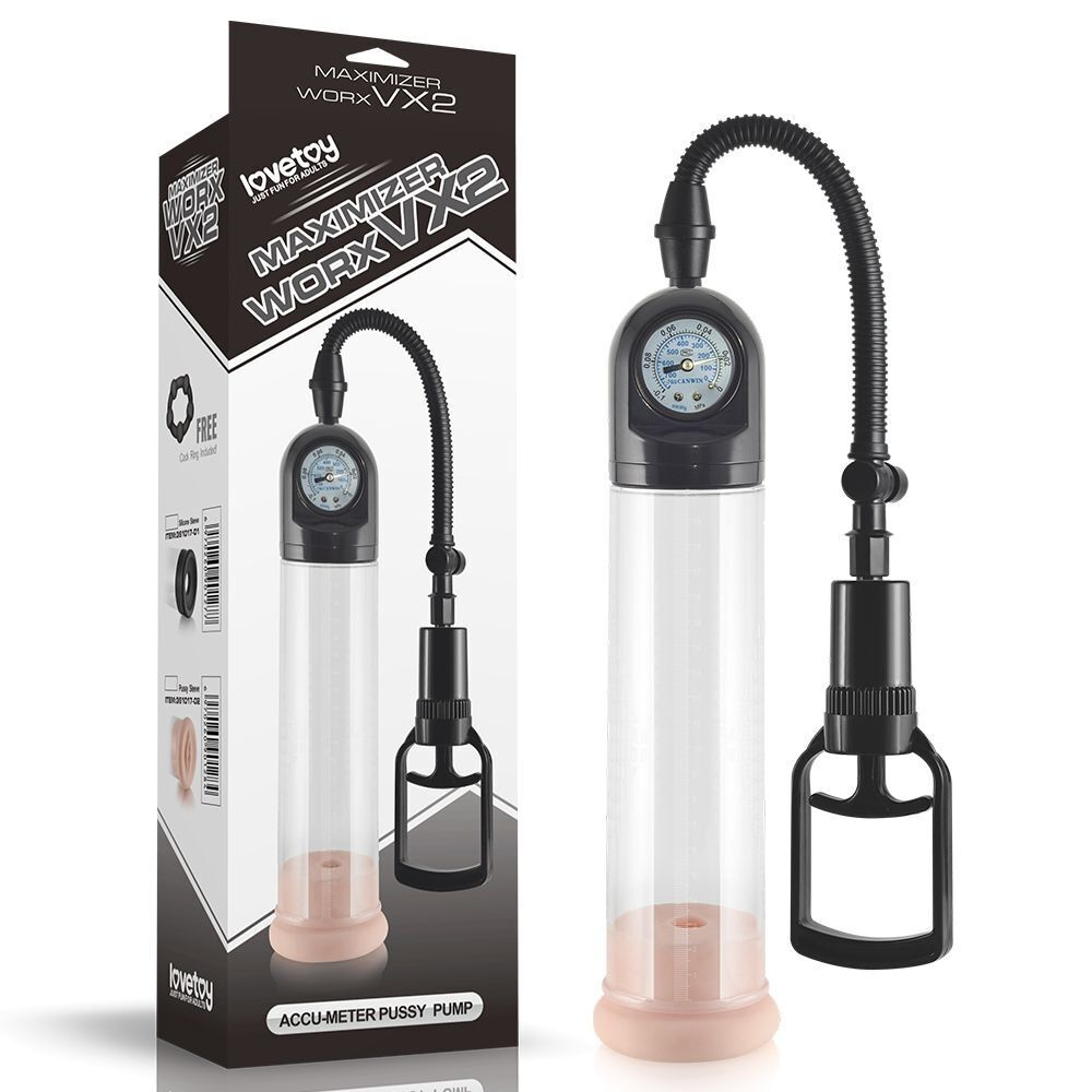 Вакуумная помпа с манометром Maximizer Worx VX2 Pussy Pump (Цвет: прозрачный)