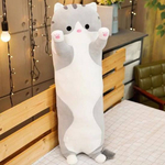 Мягкая игрушка длинный Кот батон, серый, 70 см