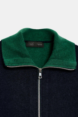 ZARA КАРДИГАН С ЗАСТЕЖКОЙ-МОЛНИЕЙ, МОРСКОЙ СИНИЙ