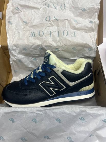 Кроссовки New Balance 574 Leather Blue с мехом