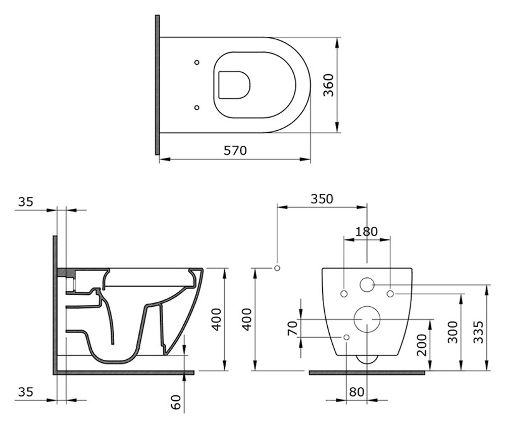 Унитаз Queen 113T20301R (570*360*400) СЕРЫЙ МАТОВЫЙ подвесной БЕЗОБОДКОВЫЙ, 1 место