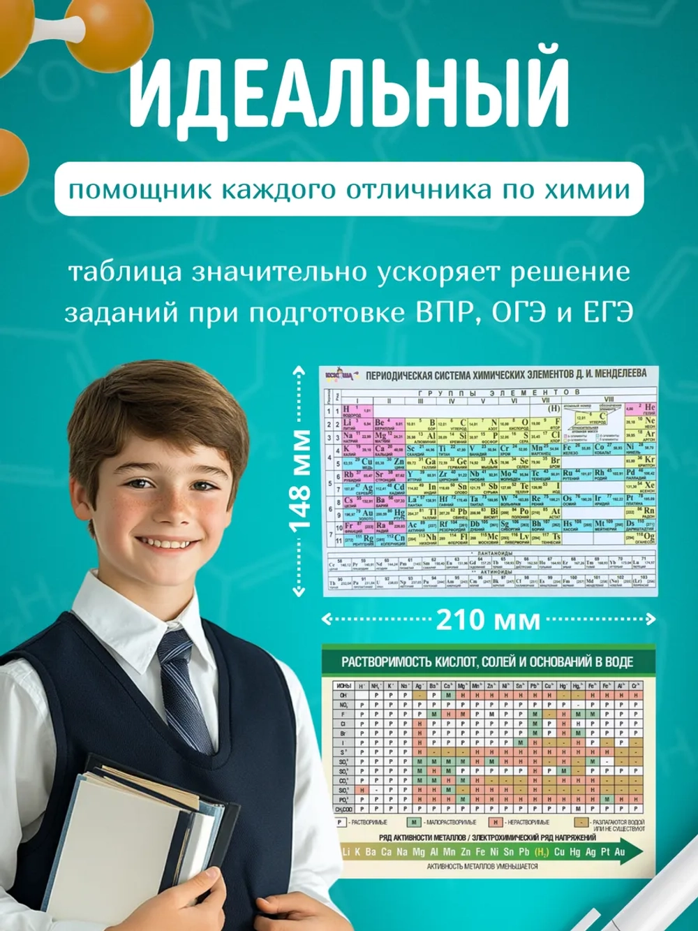 Таблица Менделеева и растворимости А5 для химии