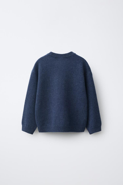 ZARA СВИТЕР ИЗ 100% КАШЕМИРА, ВЫЦВЕТШИЙ СИНИЙ