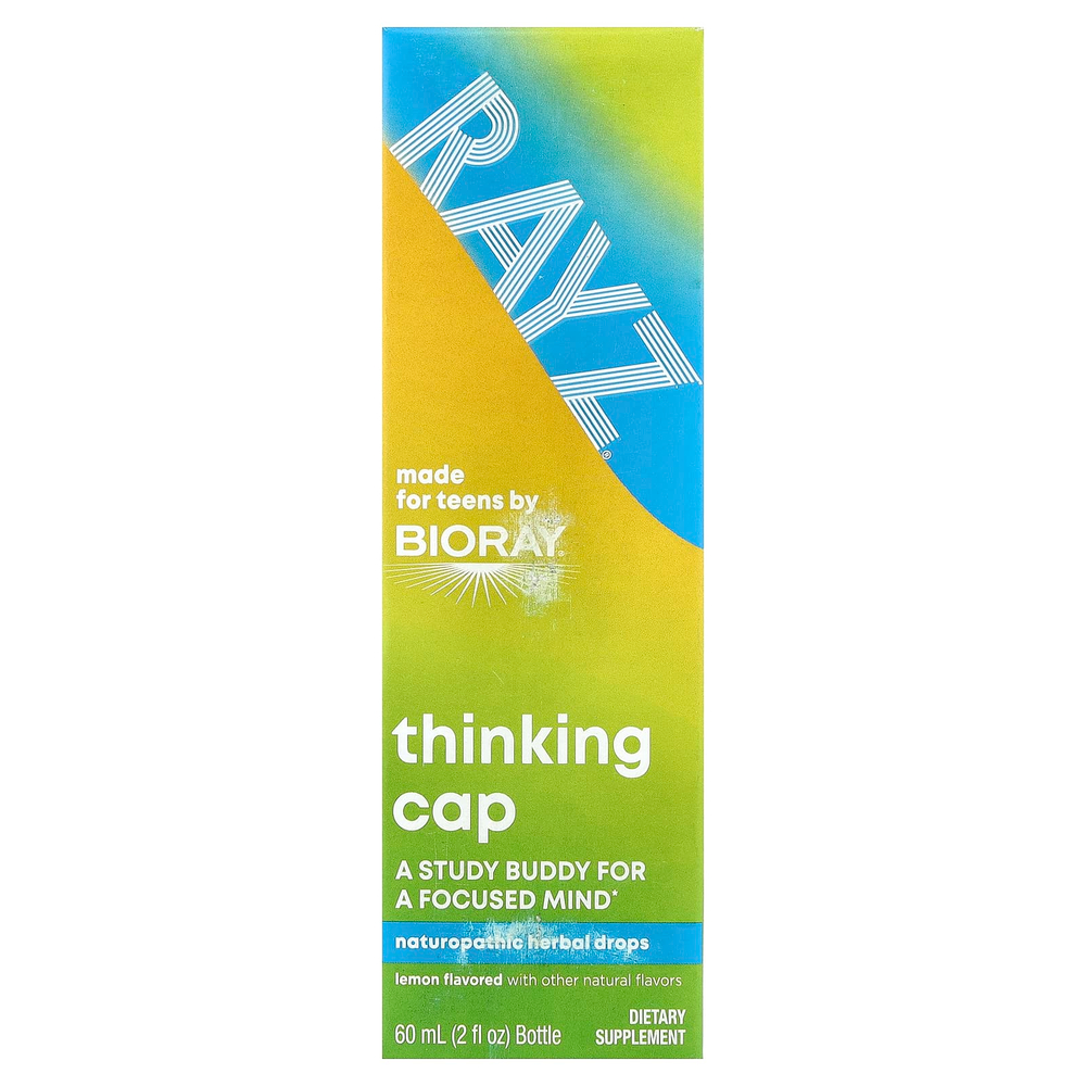 Bioray, Rayz, Thinking Cap, натуропатические травяные капли, лимон, 59 мл (2 жидк. унц.)