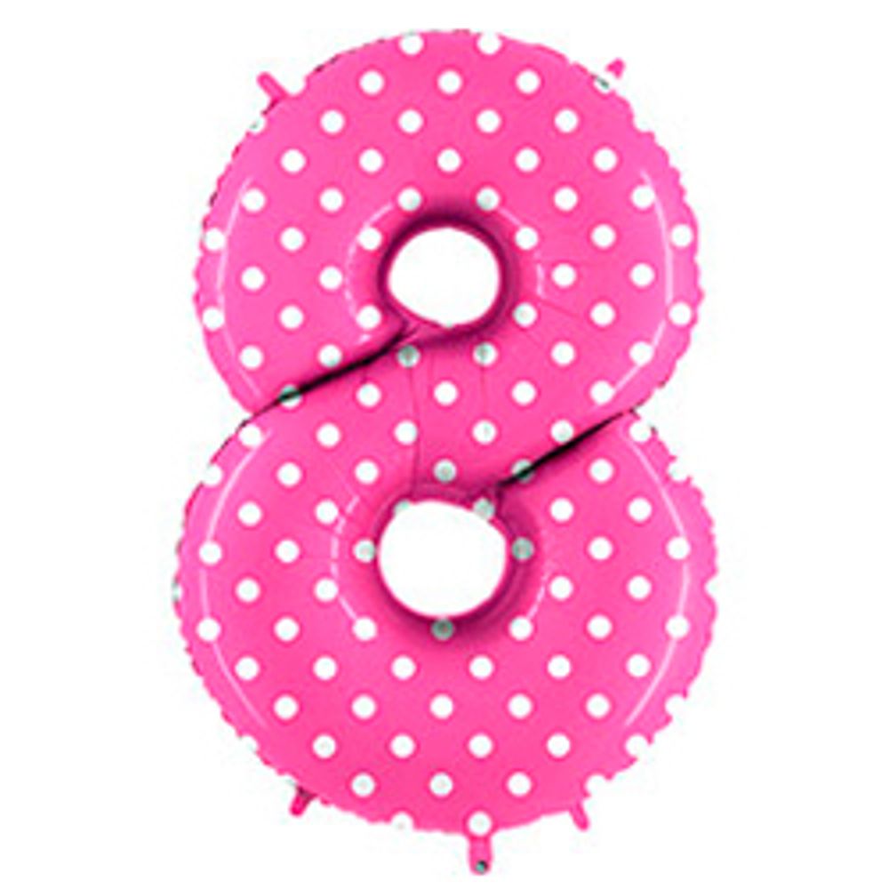 Цифра "8" горошек (розовый)