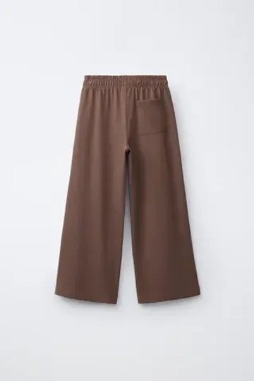 ZARA ПЛОТНЫЕ БРЮКИ WIDE LEG, КОРИЧНЕВЫЙ